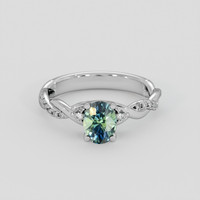 0.99 Ct. Bluish Green Sapphire Ring, Silver 1