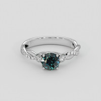 1.23 Ct. Bluish Green Sapphire Ring, Silver 1