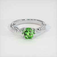0.73 Ct. Yellowish Green Chrome Tourmaline Ring, 10K White Gold 1