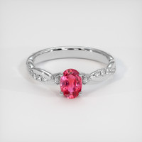 1.02 Ct. Reddish Pink Sapphire Ring, 10K White Gold 1
