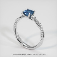 0.99 Ct. Greyish Blue Sapphire Ring, 10K White Gold 2