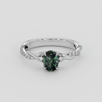 1.10 Ct. Bluish Green Sapphire Ring, 10K White Gold 1