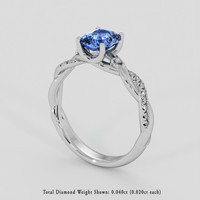1.29 Ct. Blue Sapphire Ring, 10K White Gold 2