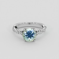2.30 Ct. Greenish Blue Sapphire Ring, 10K White Gold 1