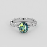1.52 Ct. Bluish Green Sapphire Ring, 10K White Gold 1