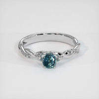 0.64 Ct. Greenish Blue Sapphire Ring, 10K White Gold 1