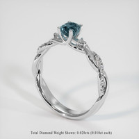 0.64 Ct. Greenish Blue Sapphire Ring, 10K White Gold 2