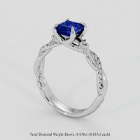 1.33 Ct. Blue Sapphire Ring, 14K White Gold 2