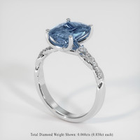 3.01 Ct. Greenish Blue Sapphire Ring, 14K White Gold 2