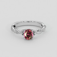 0.91 Ct. Red Rhodolite Garnet Ring, 14K White Gold 1