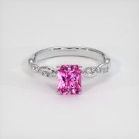 1.32 Ct. Pink Sapphire Ring, 14K White Gold 1