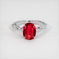2.05 Ct. Pinkish Red Ruby Ring, 14K White Gold 1