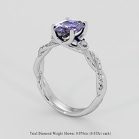 1.70 Ct. Violet Sapphire Ring, 14K White Gold 2