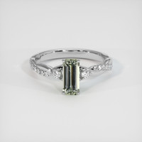 1.00 Ct. Green Sapphire Ring, 14K White Gold 1