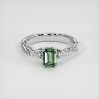 0.98 Ct. Green Sapphire Ring, 14K White Gold 1