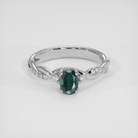 0.82 Ct. Green Sapphire Ring, 14K White Gold 1