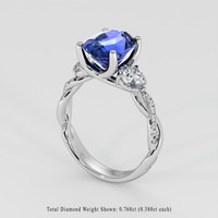 3.20 Ct. Blue Sapphire Ring, 14K White Gold 2