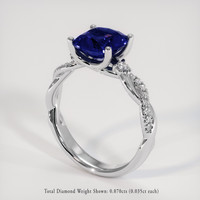 2.60 Ct. Blue Sapphire Ring, 14K White Gold 2