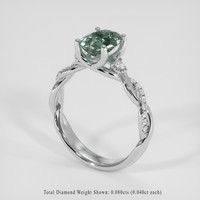 2.25 Ct. Bluish Green Sapphire Ring, 14K White Gold 2