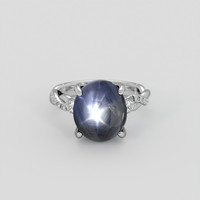 8.03 Ct. Greyish Blue Sapphire Ring, 14K White Gold 1