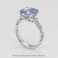 5.20 Ct. Grey Sapphire Ring, 14K White Gold 2