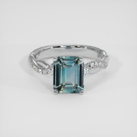 2.69 Ct. Bluish Green Sapphire Ring, 14K White Gold 1