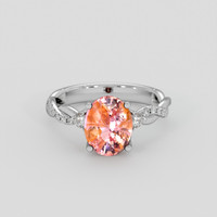 2.42 Ct. Padparadscha Sapphire Ring, 14K White Gold 1