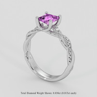 1.06 Ct. Purplish Pink Sapphire Ring, 14K White Gold 2