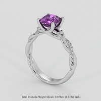 2.40 Ct. Pinkish Purple Sapphire Ring, 14K White Gold 2