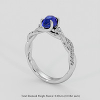 0.97 Ct. Blue Sapphire Ring, 14K White Gold 2
