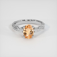 1.39 Ct. Padparadscha Sapphire Ring, 14K White Gold 1
