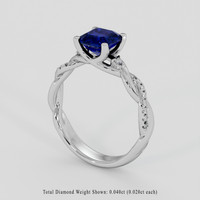 1.33 Ct. Blue Sapphire Ring, 14K White Gold 2