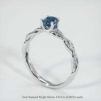 0.61 Ct. Greenish Blue Sapphire Ring, 14K White Gold 2