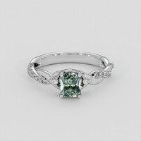 1.15 Ct. Green Sapphire Ring, 14K White Gold 1