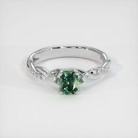 0.75 Ct. Green Sapphire Ring, 14K White Gold 1