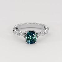 1.21 Ct. Bluish Green Sapphire Ring, 14K White Gold 1