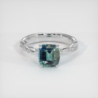 2.06 Ct. Greenish Blue Sapphire Ring, 14K White Gold 1
