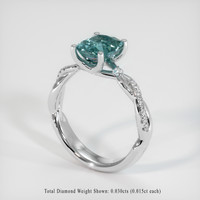 2.06 Ct. Greenish Blue Sapphire Ring, 14K White Gold 2