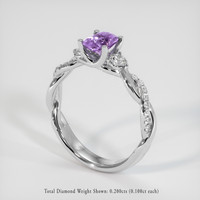 0.68 Ct. Violet Sapphire Ring, 14K White Gold 2