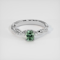 0.90 Ct. Green Sapphire Ring, 14K White Gold 1