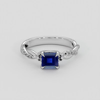 1.33 Ct. Blue Sapphire Ring, 18K White Gold 1