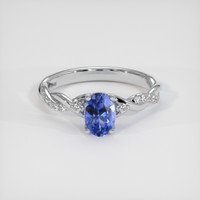 0.85 Ct. Blue Sapphire Ring, 18K White Gold 1
