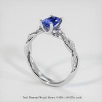 0.85 Ct. Blue Sapphire Ring, 18K White Gold 2