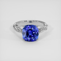 4.07 Ct. Blue Sapphire Ring, 18K White Gold 1