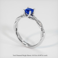 0.81 Ct. Blue Sapphire Ring, 18K White Gold 2