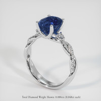 2.28 Ct. Blue Sapphire Ring, 18K White Gold 2