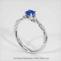 0.77 Ct. Sapphire Ring, 18K White Gold 2