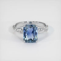 3.01 Ct. Greenish Blue Sapphire Ring, 18K White Gold 1