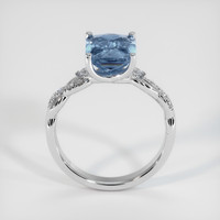 3.01 Ct. Greenish Blue Sapphire Ring, 18K White Gold 3