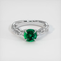 1.20 Ct. Emerald Ring, 18K White Gold 1